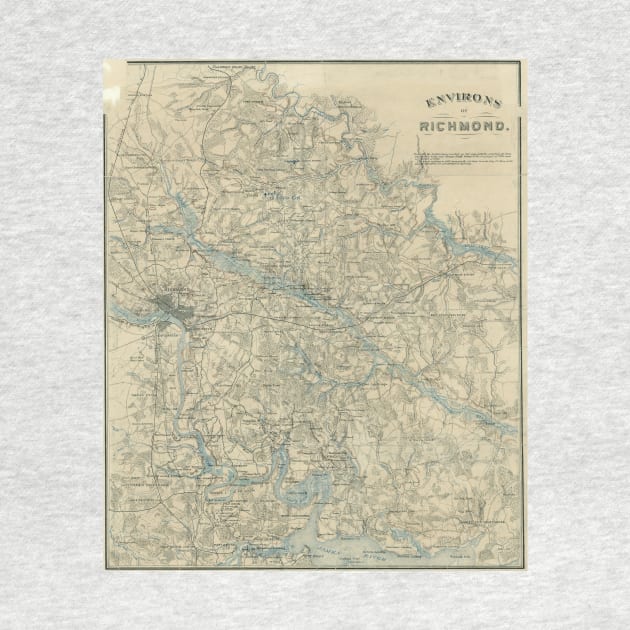 Vintage Map of The Richmond Virginia Area (1864) by Bravuramedia